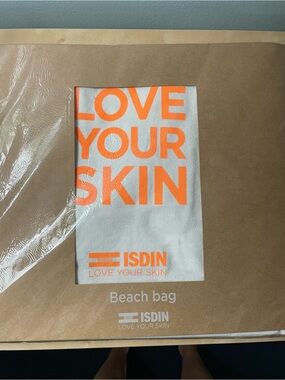 ISDIN Orange and White 'Love Your Skin' Beach Bag canvas